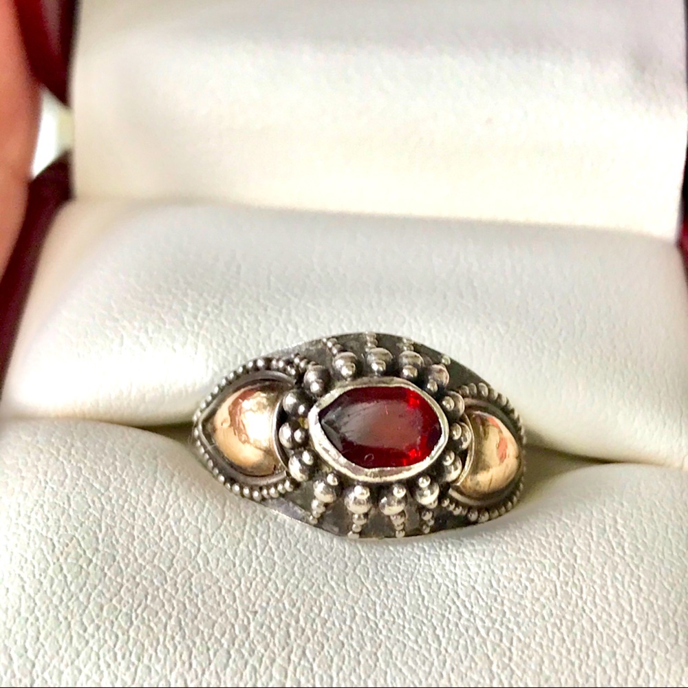 Vintage Bohemain carnelian ring sz 7